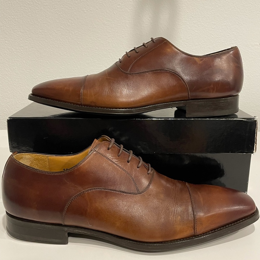 Magnanni men’s cap toe dress shoes (Dark Brown)
